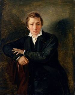 German poet Heinrich Heine. Portrait by Moritz Daniel Oppenheim, 1831.