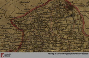 Ausschnitt einer Katasterkarte des französischen Département Mont Tonnerre, ca. 1800.