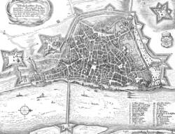 Das Bild zeigt einen Mainzer Stadtplan von Mattheus Merian um 1632