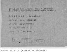 Karteikarte Theresienstadt