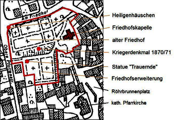 Der Friedhof im Jahre 1990 (Kartengrundlage TK 6115)