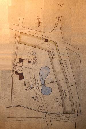 Abb. 4: Plan des Parks um 1939 mit heutiger Parkstraße