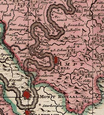 Kartenausschnitt Amt Zell im Erzbistum Trier, 1710