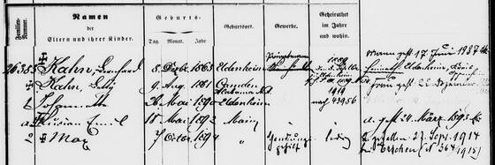 Auszug aus dem Mainzer Familienregister