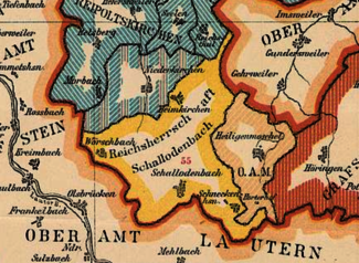 Ausschnitt der Karte der Territorien und Herrschaften der Rheinprovinz zw. 1600 und 1794 von Wilhelm Fabricius (1894).