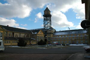 Maschinenhalle, und Betriebtsgebäude sowie Förderturm der Grube Amalienhöhe/Dr. Geier