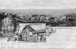 Oppenheimer Straße mit dem noch heute betriebenen Gasthaus zur Goldenen Ente; Ansichtskarte abgestempelt 07.07.1902.