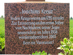 Inschrift des Joachimskreuzes in Ebersheim.