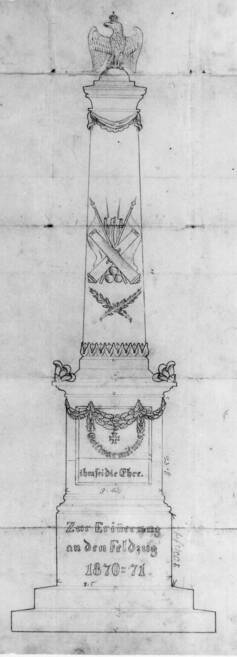 Planzeichnung des Kriegerdenkmals zur Erinnerung an den Deutsch-Französischen Krieg von 1870/71