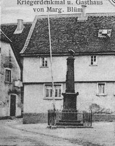 Postkarte von 1918 mit Kriegerdenkmal zur Erinnerung an den Deutsch-Französischen Krieg 1870/71