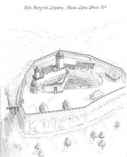 Rekonstruktionszeichnung der Burg Lipporn/Lipporner Schanze.