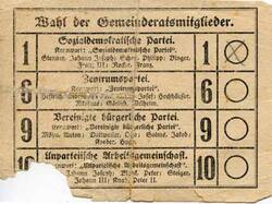 Abb. 6: Als Beispiel ein überlieferter Stimmzettel der Gemeinderatswahl vom 15. November 1925