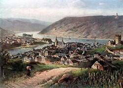 Das Bild zeigt Bingen auf einem Gemälde Nikolai von Astudins